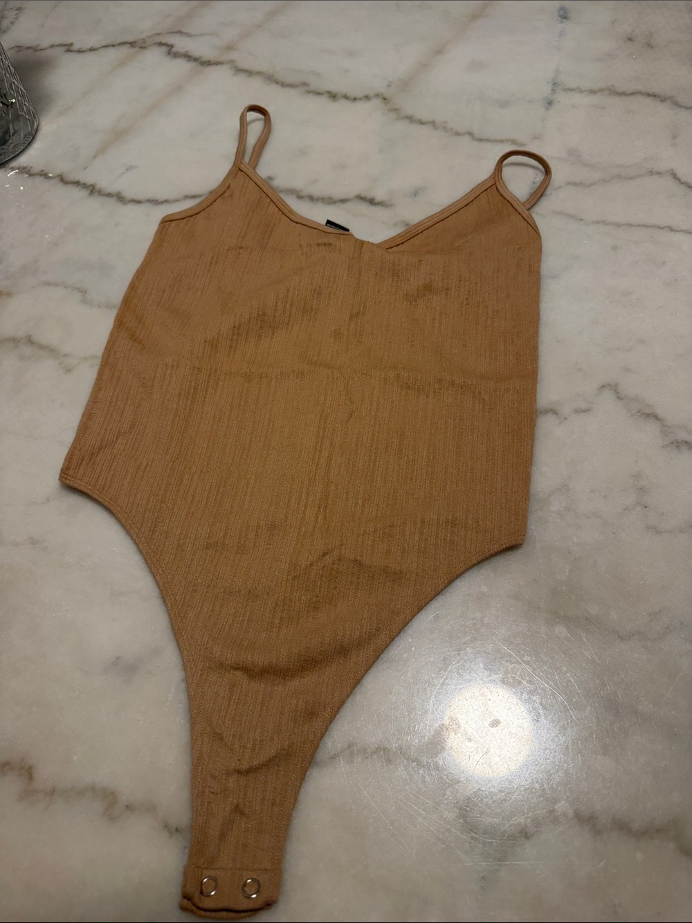 Forever 21 Ribbed Tan Spaghetti-Strap Bodysuit
